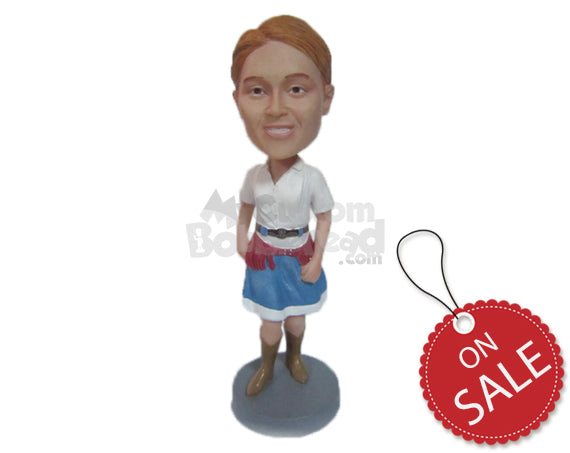 Custom Bobblehead Lovely Lady In Boots With Trendy Belt Around Her Waist - Leisure & Casual Casual Females Personalized Bobblehead & Cake Topper Custom Bobblehead Lovely Lady In Boots With Trendy Belt Around Her Waist - Leisure & Casual Casual Females Personalized Bobblehead & Cake Topper